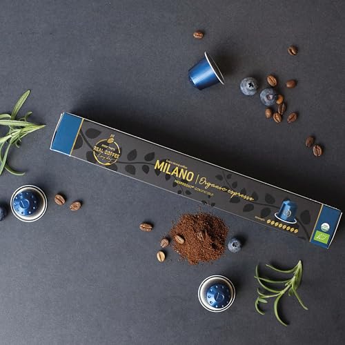 ‘Milano’ Organic Italian Espresso for Nespresso | 100 Organic Aluminum Capsules | The Strongest Organic Espresso in the World! | 100% Nespresso Compatible Pods | Fairtrade