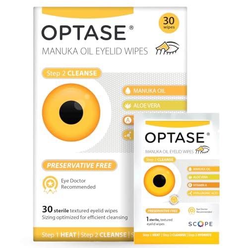 OPTASE Manuka Oil Eyelid Wipes 30 Count – Preservative-Free Eyelid Cleansing Wipes