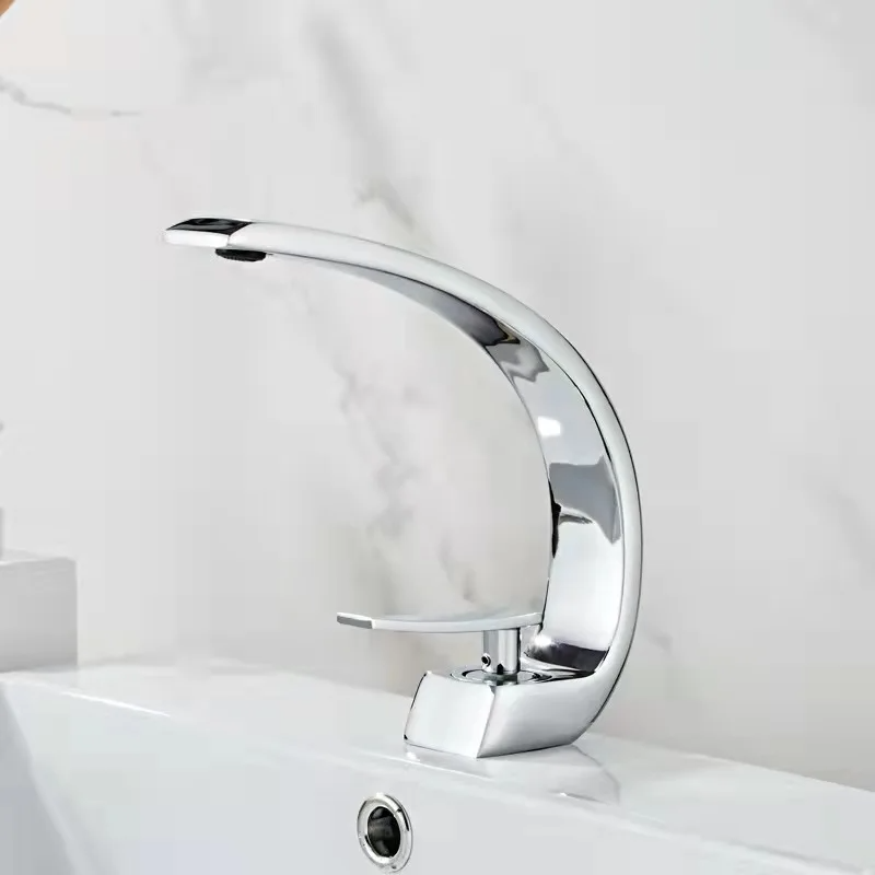 Bathroom Basin Faucet Deck Mount Hot & Cold Water Mixer Tap – Creative Curved Design | Free Shipping