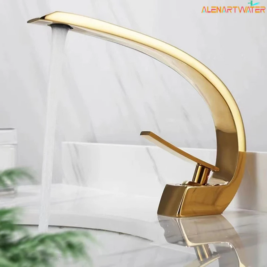 Bathroom Basin Faucet Deck Mount Hot & Cold Water Mixer Tap – Creative Curved Design | Free Shipping