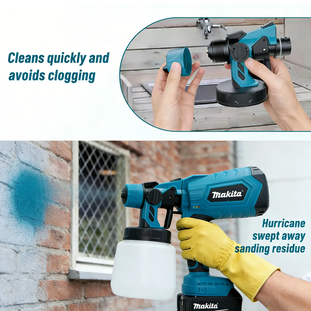 Cordless Paint Sprayer for Makita 18V BL1860 Battery | 1L Portable Electric Spray Gun for Furniture & Auto