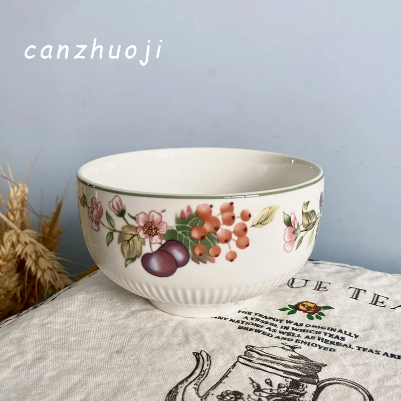 Underglaze Hand-Painted Green Octagonal Plate – Country Fruit Peach & Berry Dinnerware