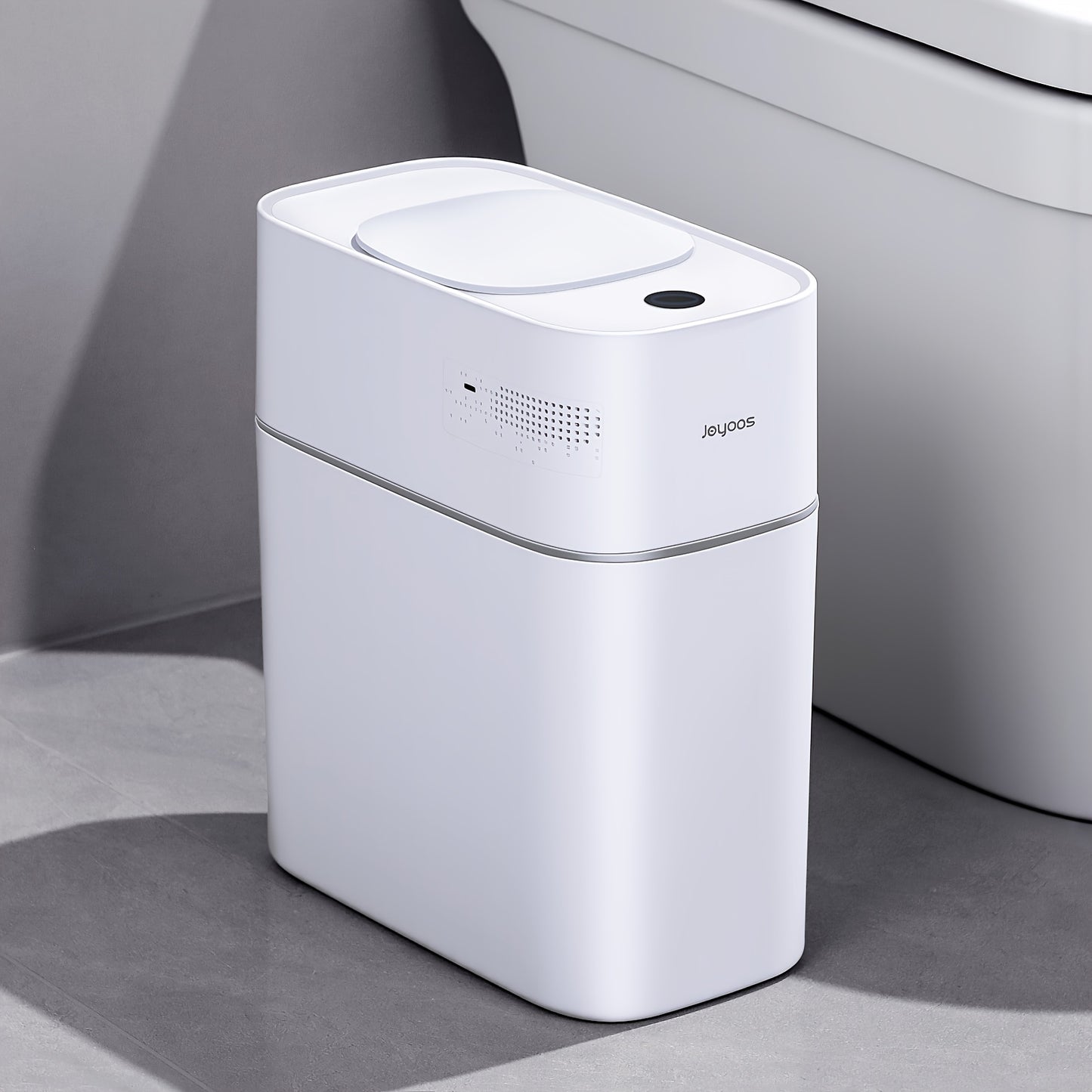 Automatic Smart Trash Can For Bathroom, 3.8Gal/14L Touchless Motion Sensor Garbage Bin, Upgraded 2 Gen Fan Auto Expand Garbage Bags, Slim Design For Narrow Space, With Small Lid Smart Waste Bin