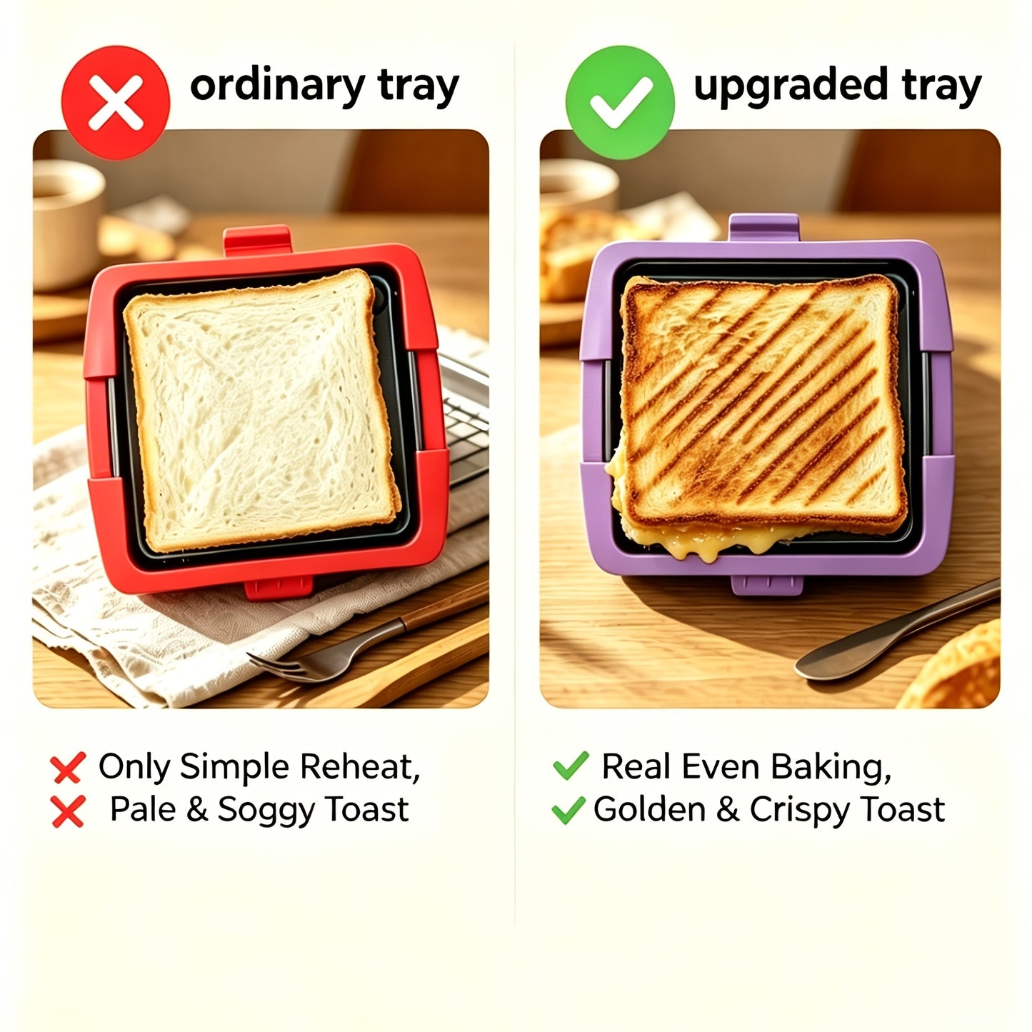 Microwave Oven Toaster Sandwich Maker • Breakfast Sandwich Maker • Non-Stick Baking Tray • Grilled Chicken Wings Chicken Breast • No Electricity Required, Wireless • Time-Saving, Fast • Dishwasher