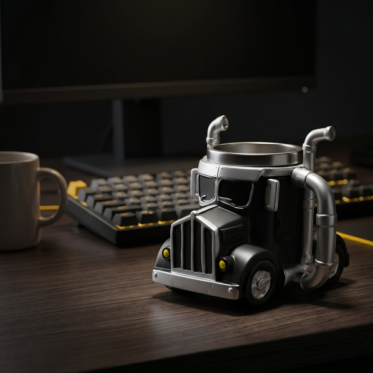 Semi-Truck Shaped Coffee Mug & Desk Ornament — Cool Gift for Truck Drivers