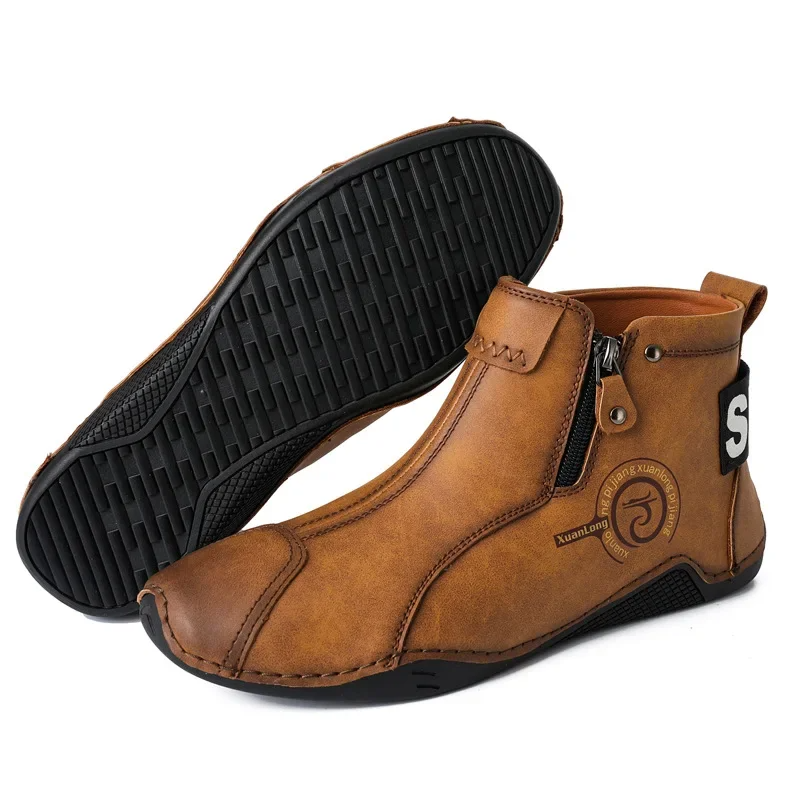 Men's British Retro Short Boots — Flat Bottom Business Casual Outdoor Shoes