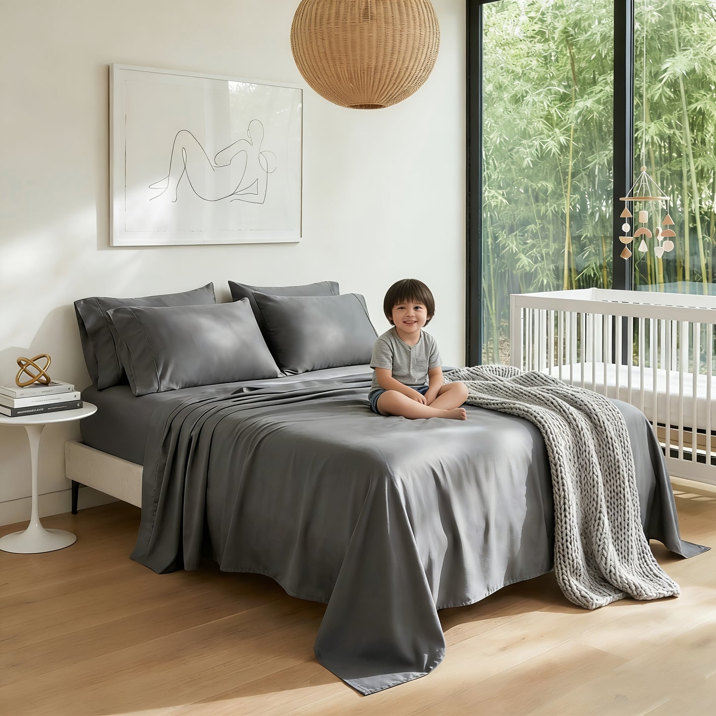 Extra Deep Pocket Bamboo Fiber Bed Queen Sheet Set - Breathable and Cooling Bed Sheet - Luxury Hotel Bed Sheet Set - Soft, Wrinkle-Resistant, and Comfortable - Easily Fits Extra Deep Mattresses. Includes