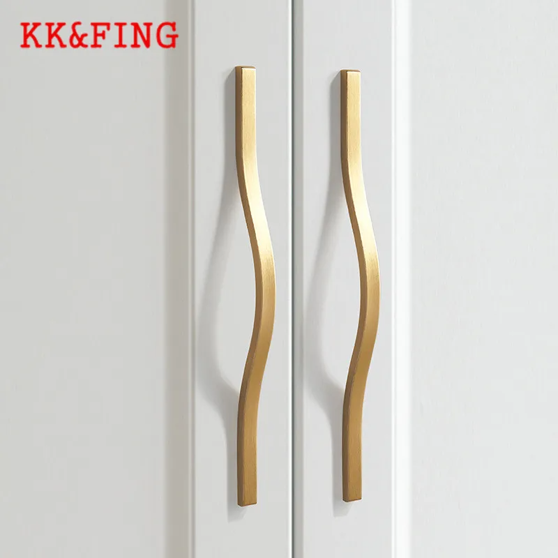 KK&FING Simple Aluminum Alloy Black Furniture Cabinet Door Handles Curved Wardrobe Drawer Cabinet Door Handle Furniture Hardware