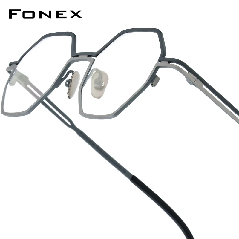 FONEX Women's Pure Titanium Eyeglasses 85849 | Retro Polygon Round Frames | Ultralight Vintage Japanese Eyewear | FREE SHIPPING 👓✨