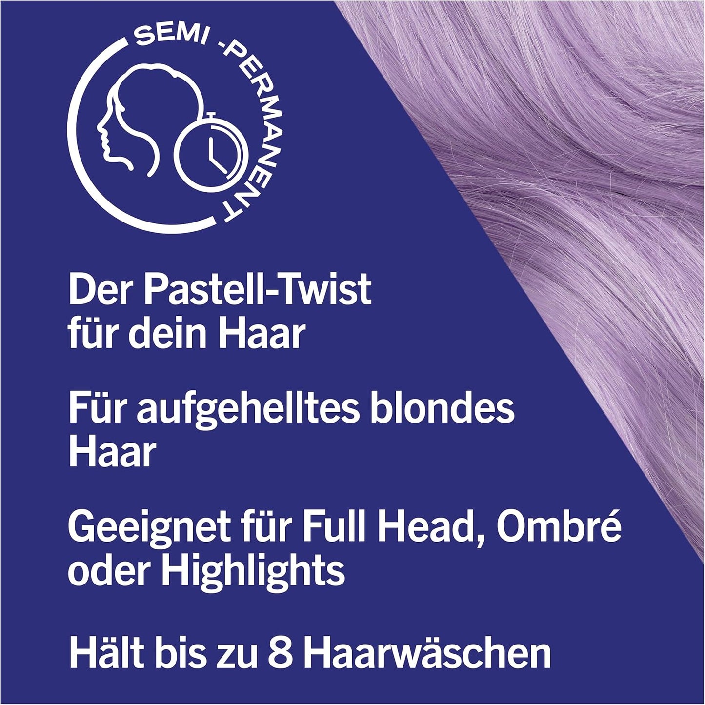 Schwarzkopf LIVE Pretty Pastels Semi-Permanent Hair Colour P120 Lilac Crush (3 x 142.5 ml),From Germany