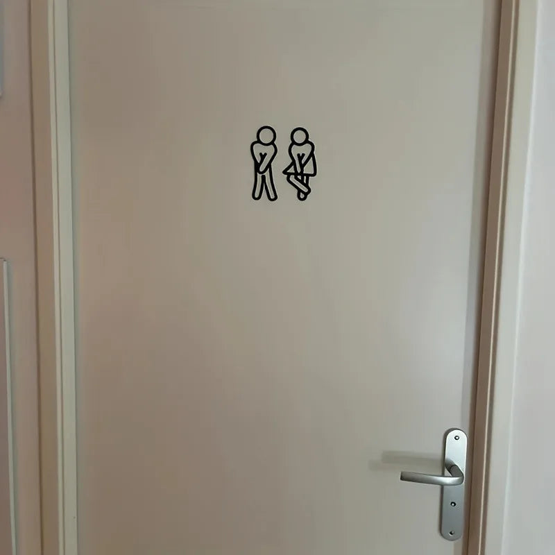 Creative 2D Flat Restroom Door Signs for Men & Women – Toilet Signage Wall Stickers for Restaurant, Hotel & Cafe – Free Shipping