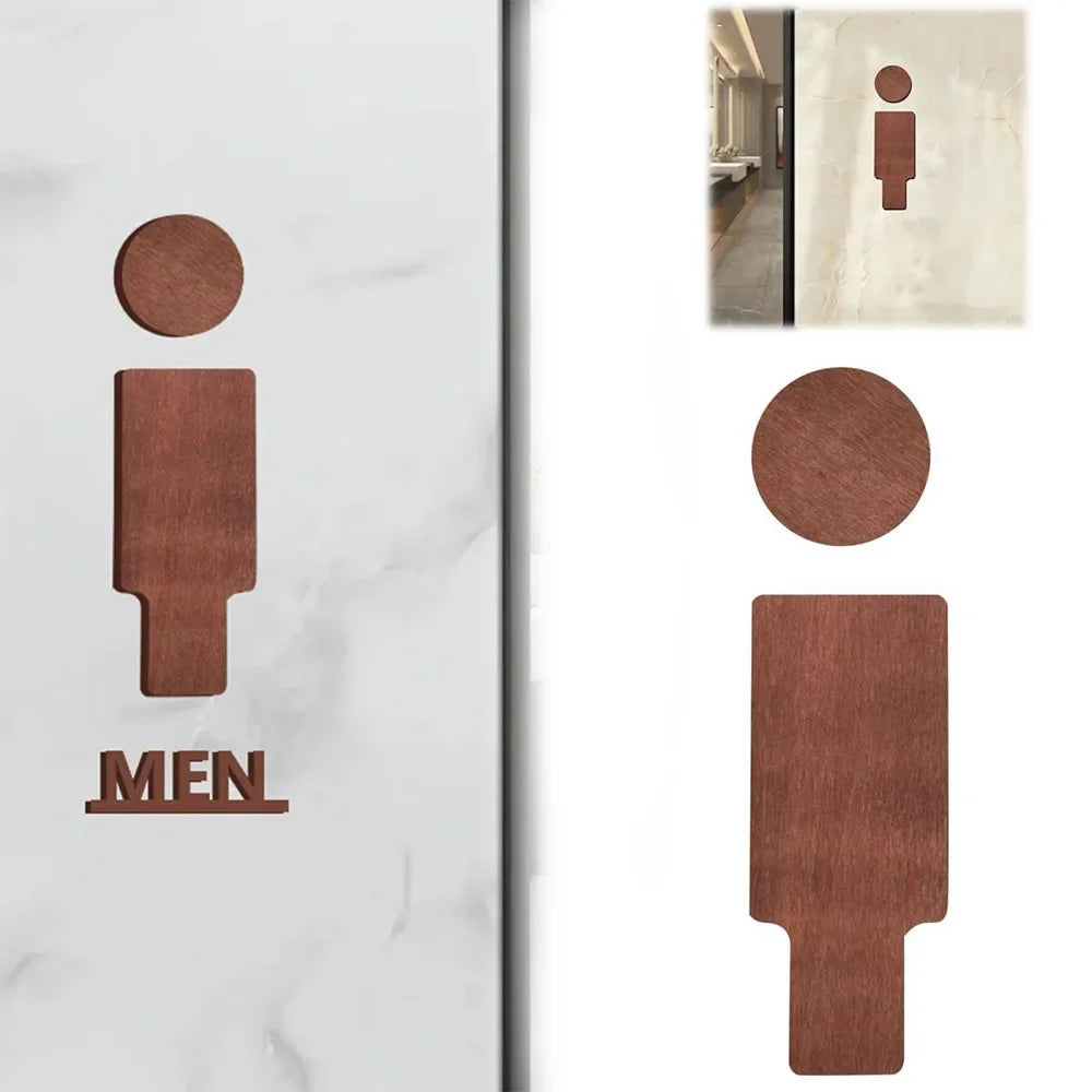 Solid Wood Men’s & Women’s Bathroom Sign – Rustic Restroom Wall Decor for Home & Business – Free Shipping