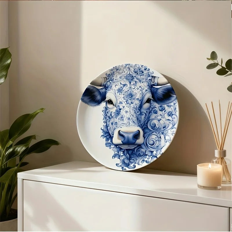 Nordic ceramic wall decor plate-  Ox Bull Head