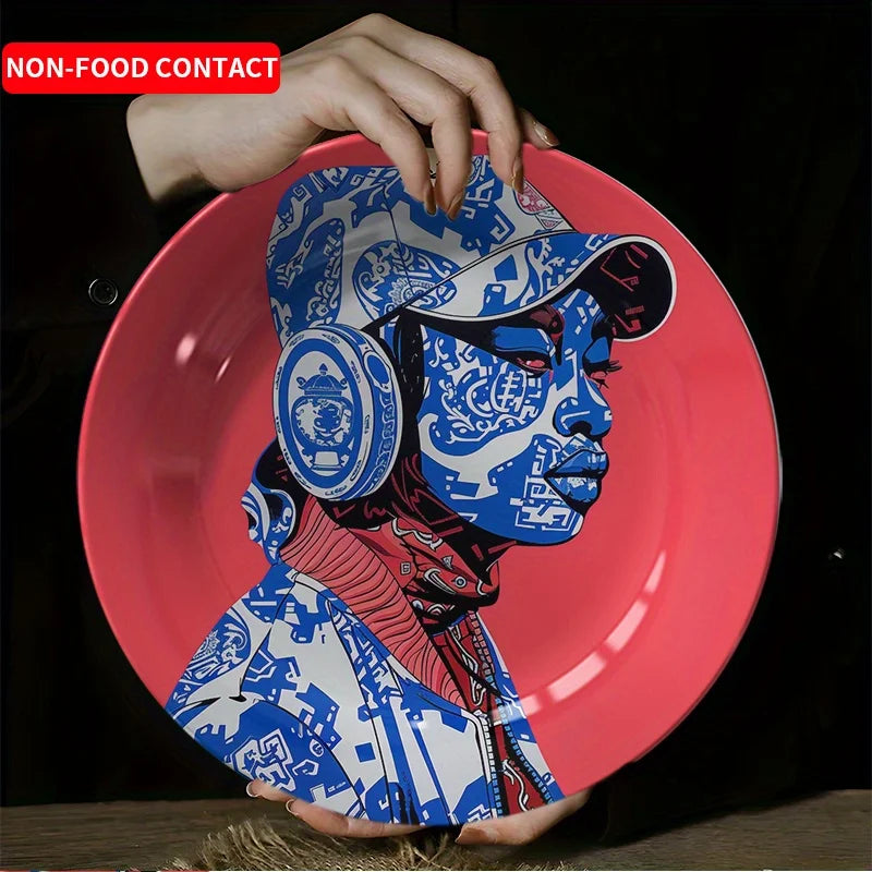 Nordic Style Ceramic Decorative Plate – Headphone Girl Minimalist Art Wall Hanging – Free Shipping