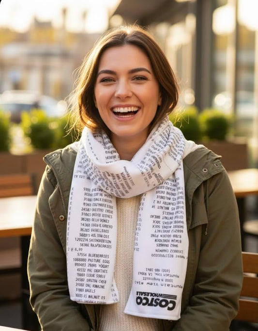 Costco Receipt Scarf – Funny Novelty Gift for Costco Lovers, Double-Sided Fleece Scarf