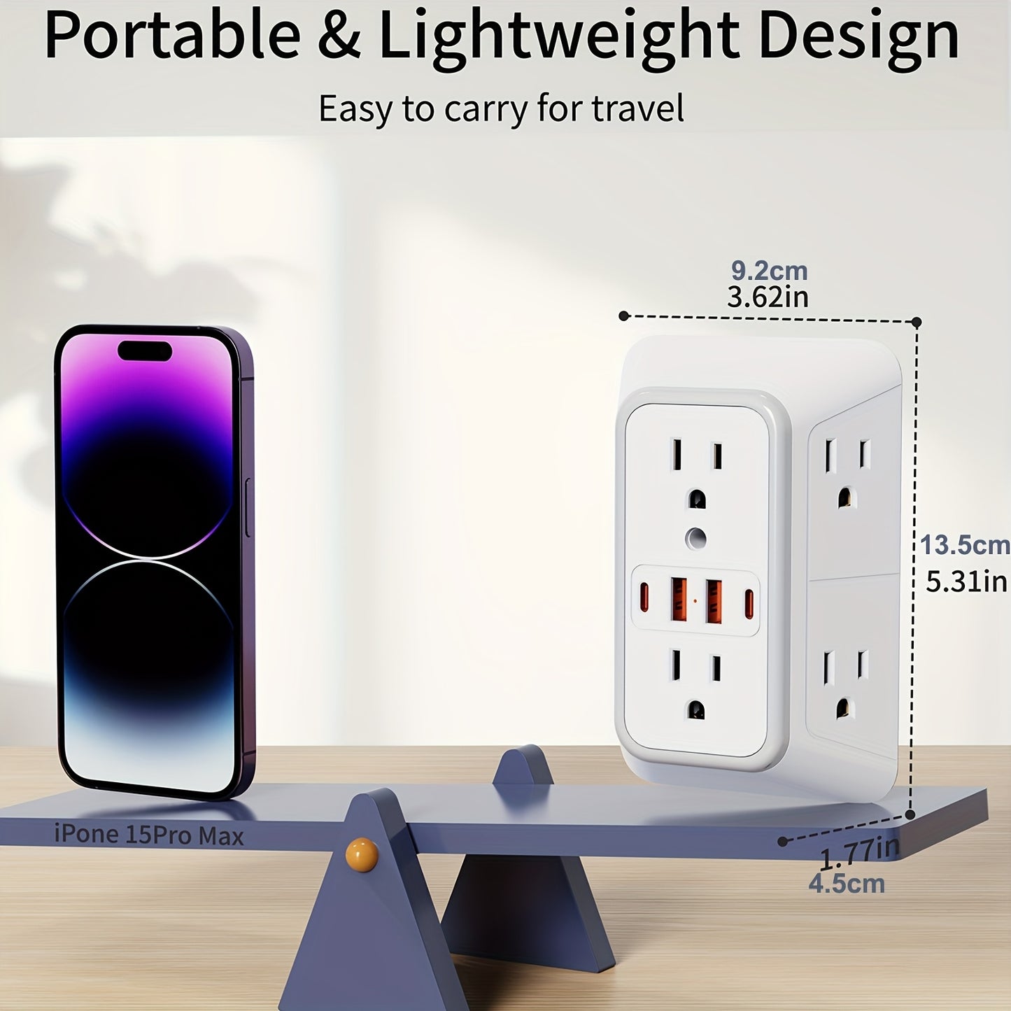 Surge Protector Outlet Extender - 6 Outlet Splitter with 4 USB Ports (2 USB C),