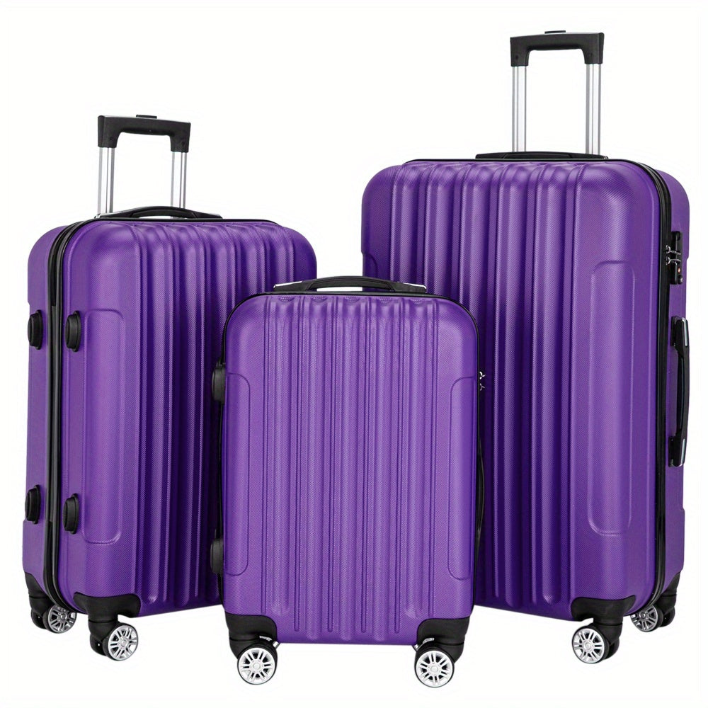 3-Pcs Luggage Sets, ABS Lightweight Suitcase Sets with TSA Lock & Spinner Wheels, 20in/ 24in/ 28in
