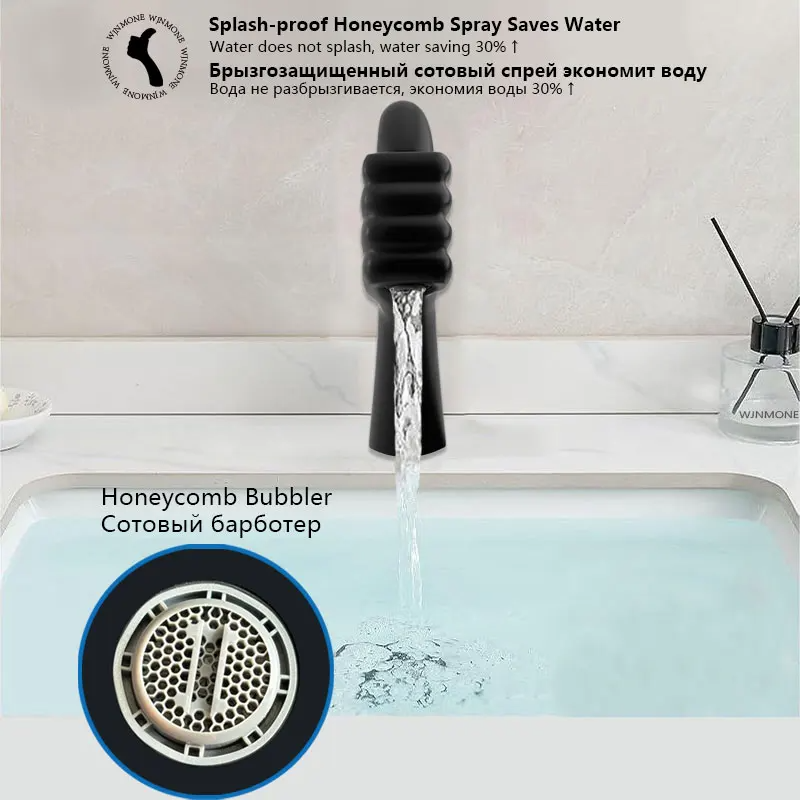 Design Bathroom Sink Faucet Thumbs Bathroom Faucet Brass Mixer Basin Faucet Single Hole Deck Mounted Washbasin Water Taps
