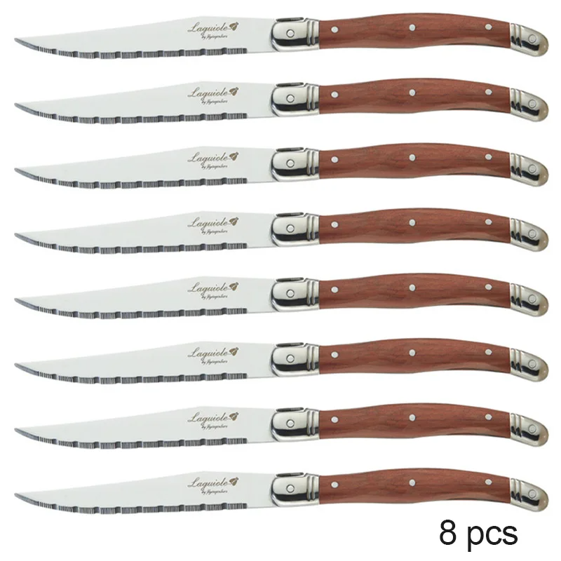 4-24PCS Laguiole Luxury Cutlery Set Rose Wood Handle Stainless Steel Dinnerware | Free Shipping