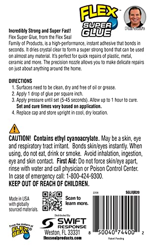 Flex Super Glue Liquid 20g – Clear Instant Bond Cyanoacrylate Adhesive with Precision Tip