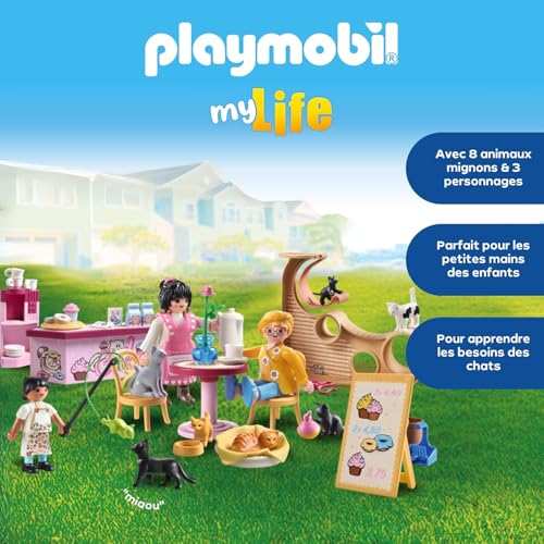 PLAYMOBIL Cat Café Playset | Cat-Themed Creative Role Play Toy Set | FREE SHIPPING