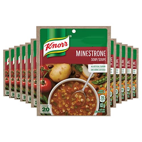 Knorr Minestrone Soup for a quick, delicious soup mix made with sustainably grown tomatoes and no artificial flavours 83 g 12 count