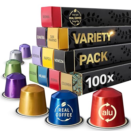 Mixed Variety Pack for Nespresso Original Machines | 100 Aluminum Capsules | 9 Unique Italian Flavors | Made in Italy | Espresso Coffee Pods Compatible Only with Nespresso Original Line Machine