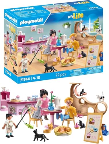 PLAYMOBIL Cat Café Playset | Cat-Themed Creative Role Play Toy Set | FREE SHIPPING