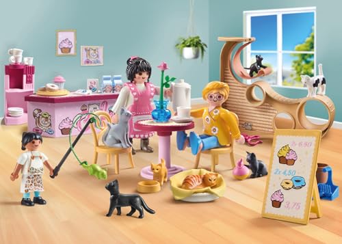 PLAYMOBIL Cat Café Playset | Cat-Themed Creative Role Play Toy Set | FREE SHIPPING