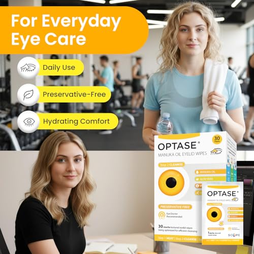OPTASE Manuka Oil Eyelid Wipes 30 Count – Preservative-Free Eyelid Cleansing Wipes