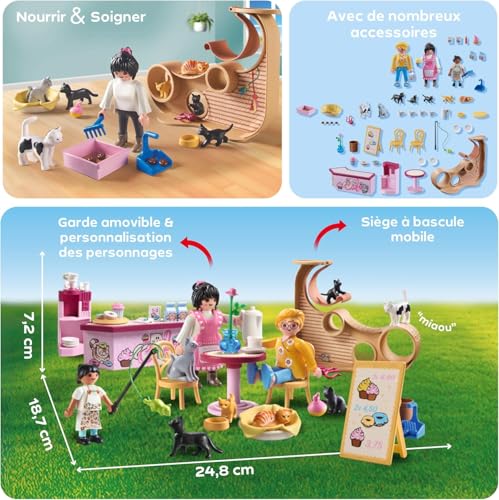 PLAYMOBIL Cat Café Playset | Cat-Themed Creative Role Play Toy Set | FREE SHIPPING