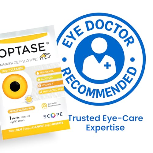 OPTASE Manuka Oil Eyelid Wipes 30 Count – Preservative-Free Eyelid Cleansing Wipes