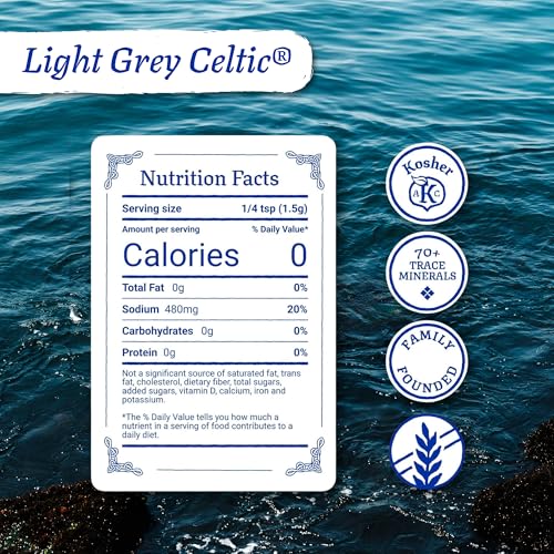 Celtic Sea Salt Light Grey Coarse – Unrefined Mineral Salt, 70+ Trace Minerals, Sustainably Harvested, GMP Certified – Cooking, Finishing, Hydration, Grinder Use – ½ Pound Resealable Bag