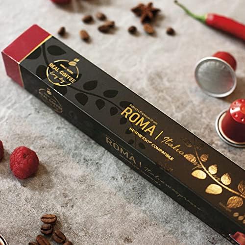 Roma Strong Espresso Coffee Pods for Nespresso Original Line – 100 Aluminum Capsules Extra Dark Intense Italian Flavor | Free Shipping