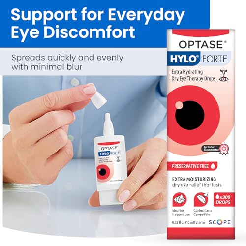 Optase HYLO Forte Dry Eye Drops, Preservative-Free 300 Drops – Extra Moisture – Active Glycerin & Hyaluronic Acid – Contact Lens Compatible – 0.33 fl oz