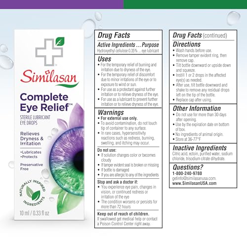 Similasan Complete Eye Relief Drops – Preservative-Free Lubricating Eye Comfort Formula