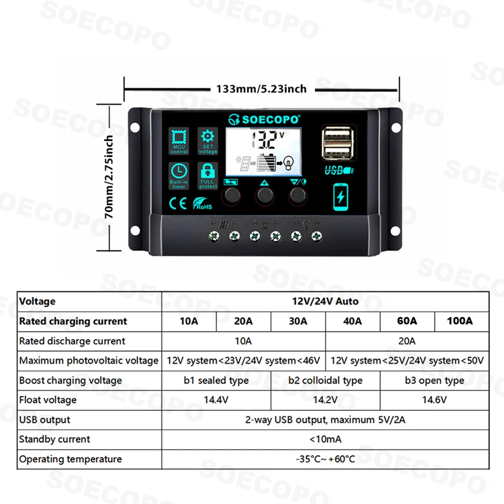 7000W Solar Power Inverter Kit 12V to 110V/220V 300W Panel 100A Controller Free Shipping