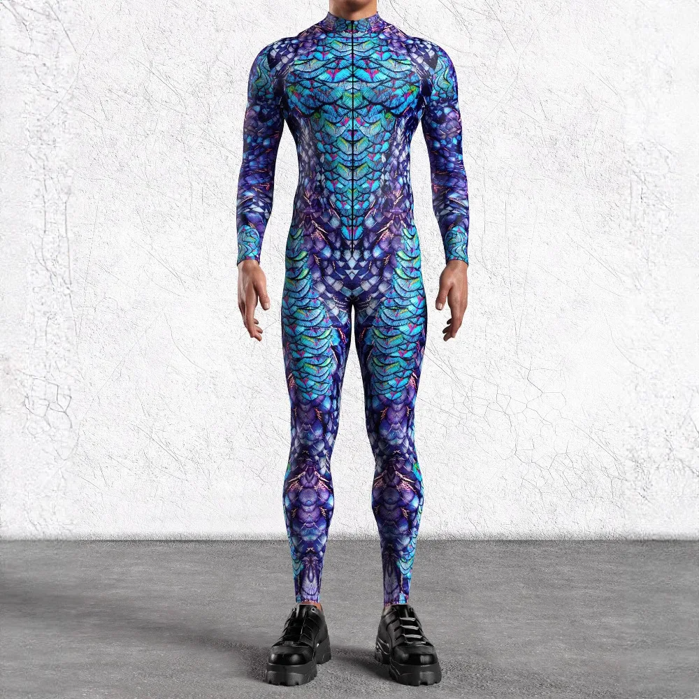 Men's Black Cyberpunk Cosplay Jumpsuit — Elastic Steampunk Costume Romper