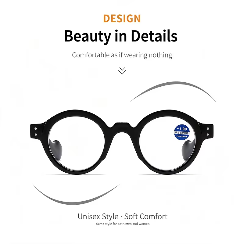 High-end New Retro Old-Fashioned Glasses Round Frame Reading Glasses Anti-Blue Light Japanese Smart Zoom for Both Long and near