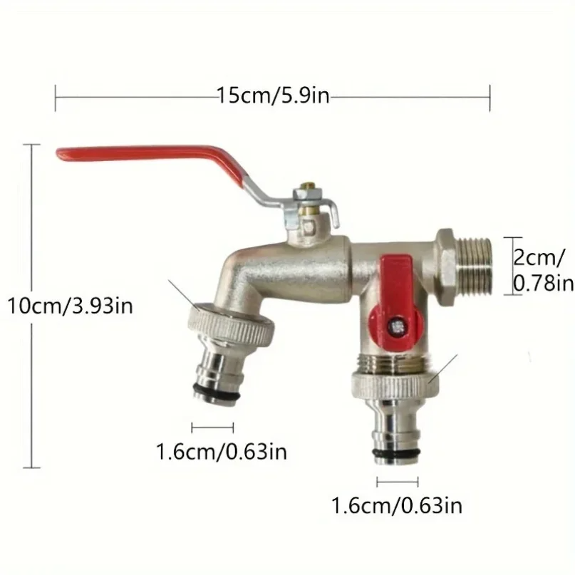Garden Tools Brass Water Faucet 1/2" Outside & Inside Easy Turn On/Off Lever Handle Watering Supply Taps Ball Valve