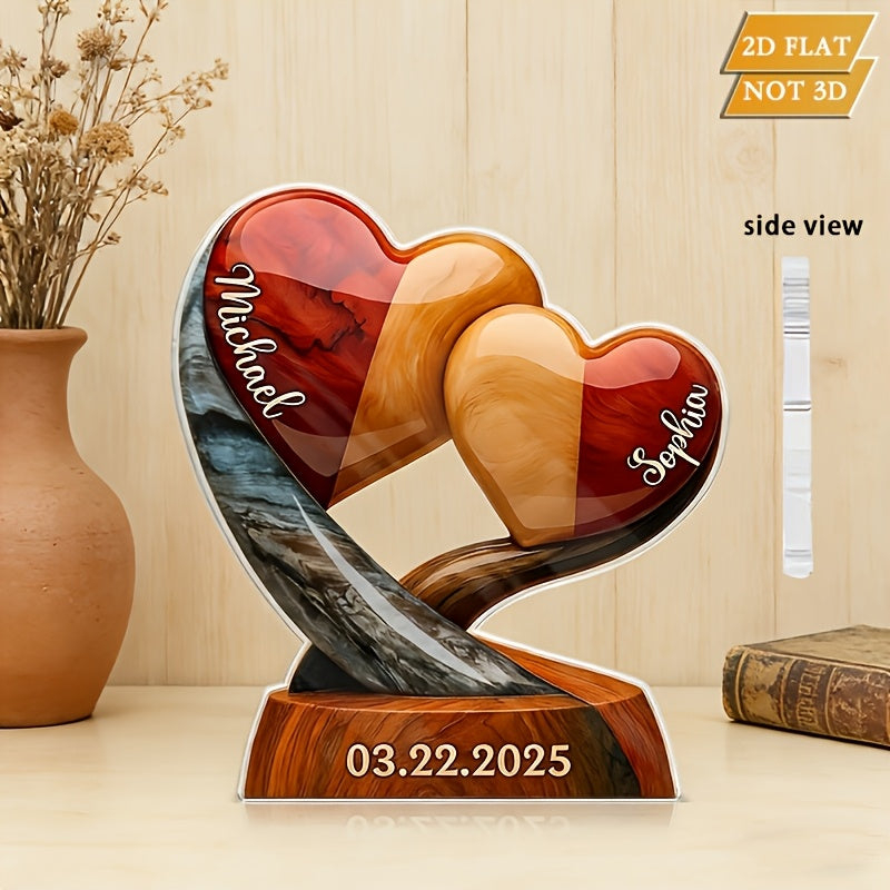Personalized Custom Couple's Name Acrylic Plaque, 2D Flat, Anniversary Gift for Husband and Wife, Valentine's Day Gift, Suitable for Home, Holiday Decor, Valentine's Day Home Decor