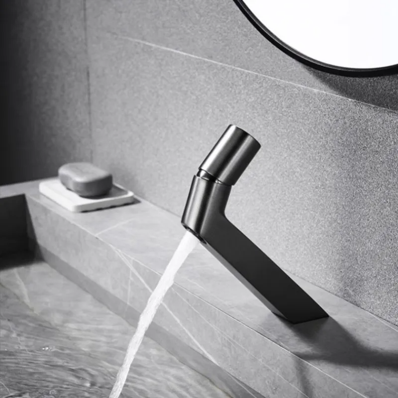 Bathroom  Mixing Faucet Creative Design Brushed Gold Cold And Hot Basin Faucets One Hole Sink Metal Tap Accessories Bath