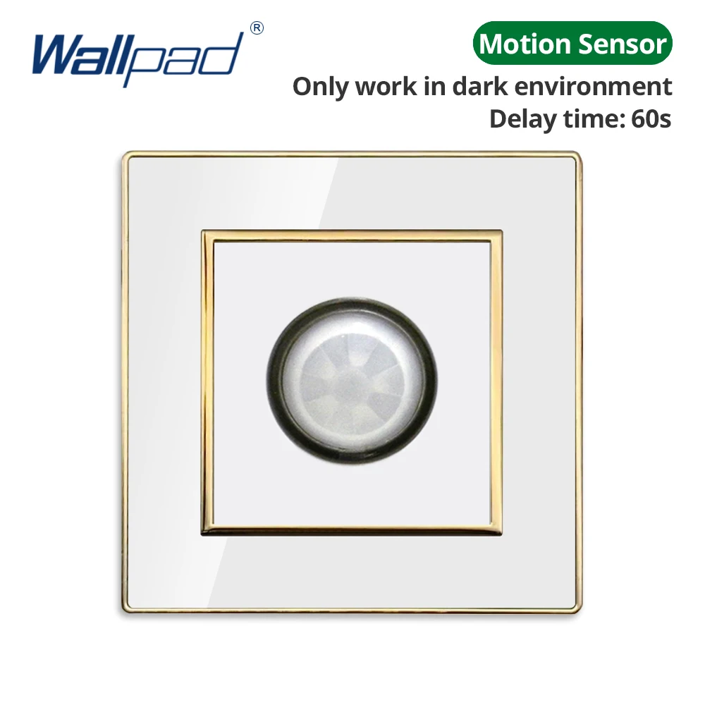 Wallpad White Acrylic Panel With Gold Border 2 Way Wall Light Switch With LED Indicator EU Electric Outlet With USB
