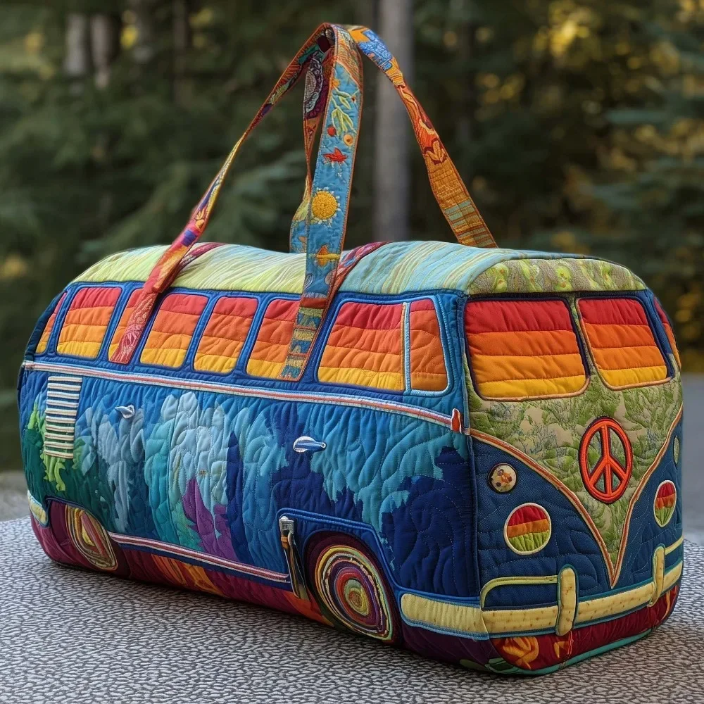 Adjustable Strap Quilted Duffle Bag – Large Capacity 3D Quilted Travel Tote Bag