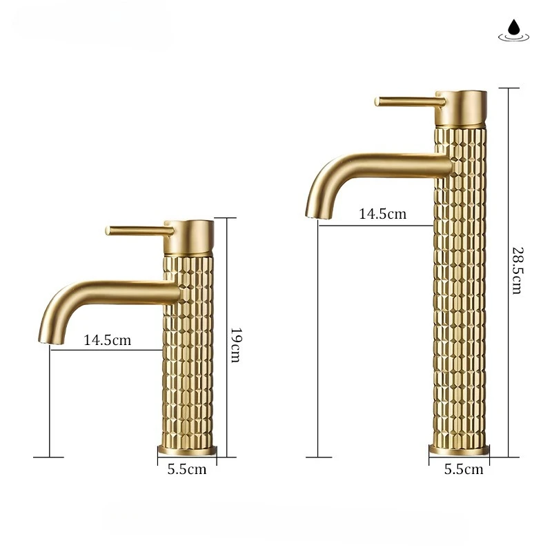 Brushed Gold All Copper Light Luxury Basin Faucet | Hot & Cold Bathroom Washbasin Tap | Free Shipping