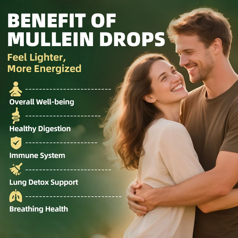 Mullein Leaf Extract Drops - Lung Cleanse - Powerful Mullein for Immune Support,Detox & Respiratory Support - Herbal Supplements