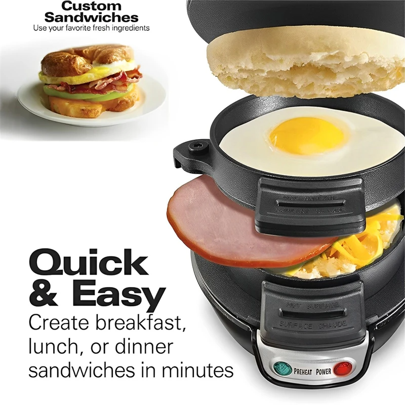 Mini Electric Burger Maker 110V Breakfast Muffin Sandwich Maker Non-Stick
