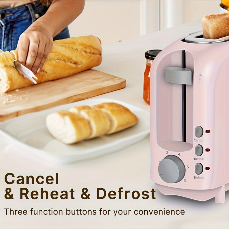 2-Slice Slim Toaster White – Fits-Anywhere Design, 6 Shade Settings, Cancel/Reheat/Defrost, Removable Crumb Tray, 750W – Free Shipping