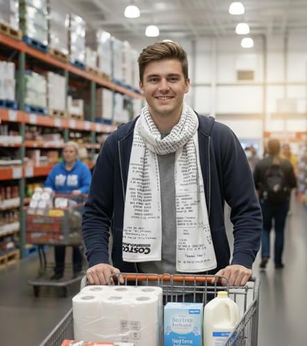Costco Receipt Scarf – Funny Novelty Gift for Costco Lovers, Double-Sided Fleece Scarf