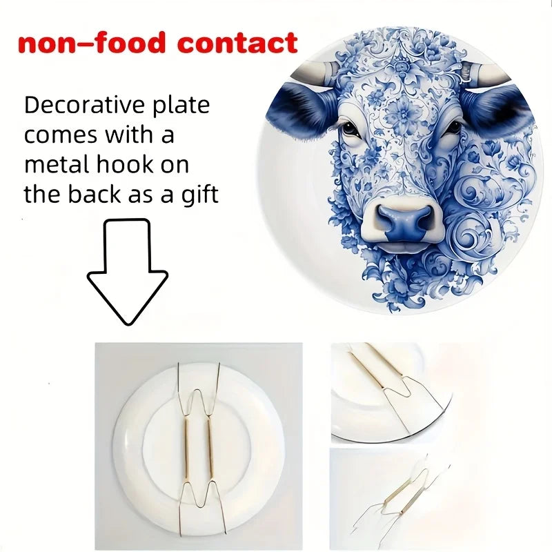Nordic ceramic wall decor plate-  Ox Bull Head